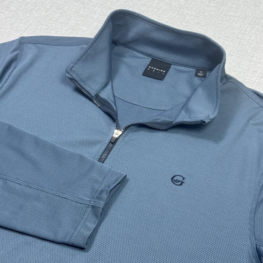 Dunning Golf 1/4‎ Zip Pullover Mens Medium Blue Long Sleeve Performance Stretch